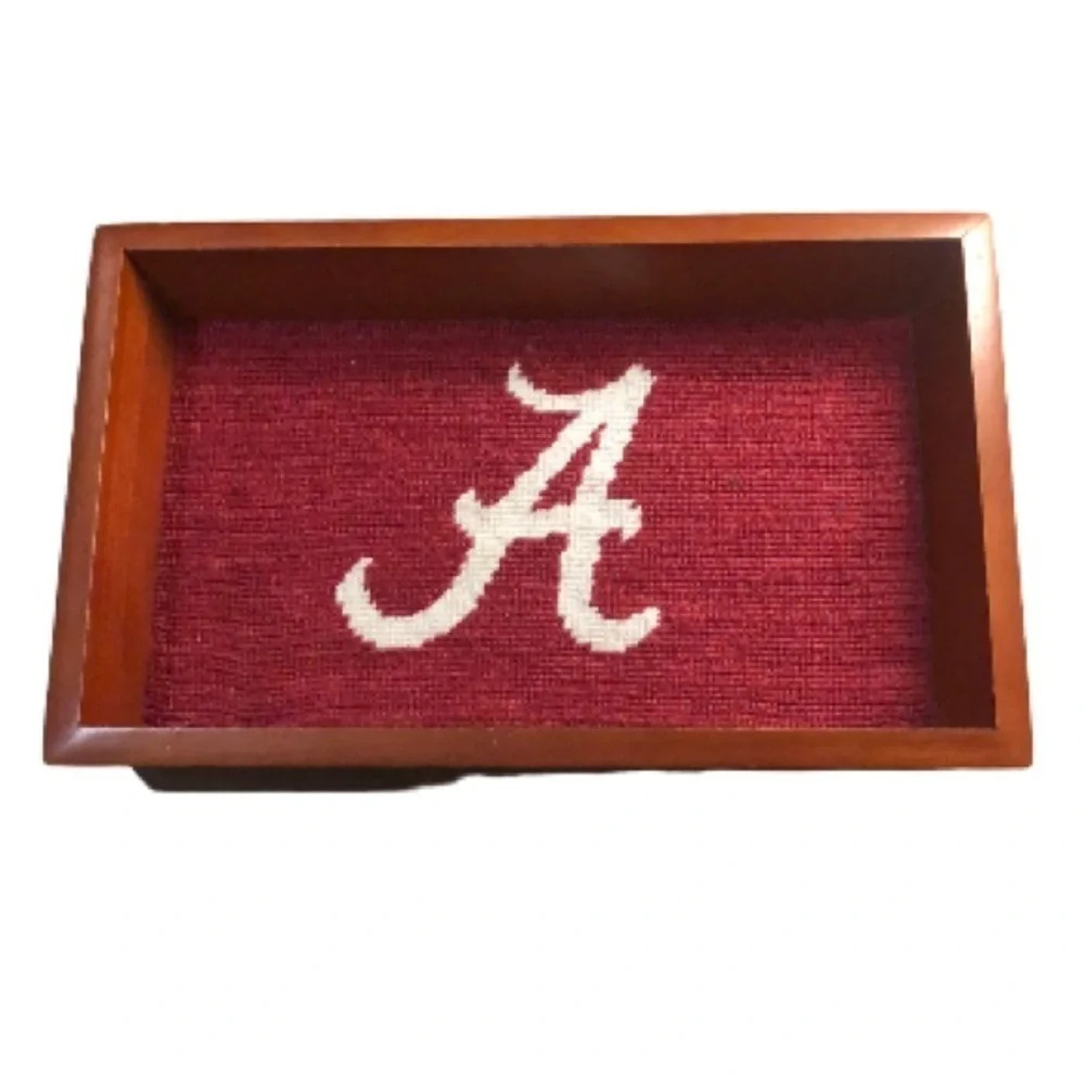 Smathers and Branson Alabama needlepoint wood valet tray